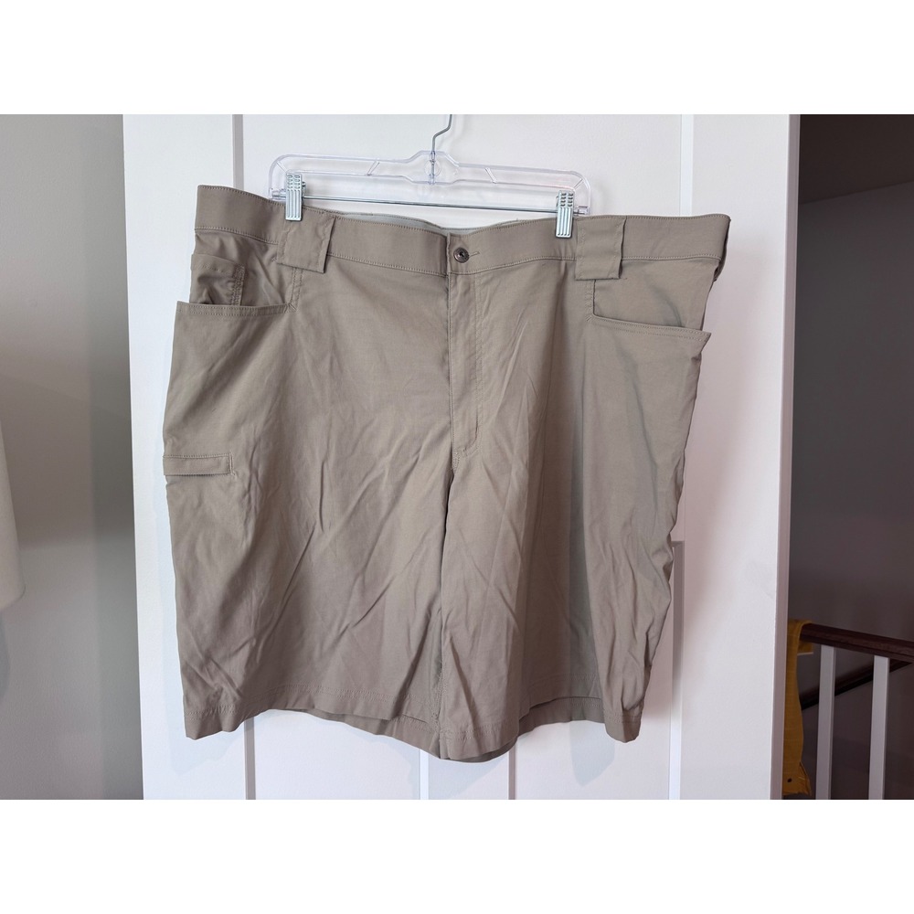 Duluth Trading Co Dry on the Fly Cargo Shorts Mens 46 Khaki Relaxed Fit Nylon